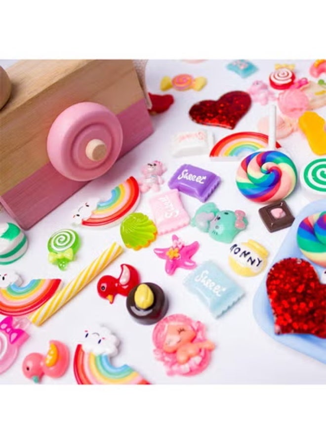 fantasize Slime Charms Resin Fake Candy Charms Kawaii Cute Set Mixed Assorted Sweets Flatback Slime Beads Making Supplies for DIY Craft Making and Ornament Scrapbooking (100pcs) - Image 2